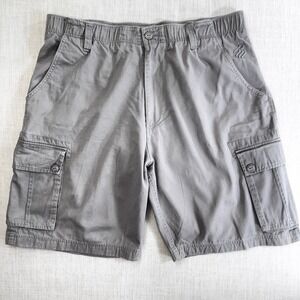Rocawear Classic Mens Gray Cotton Y2K Cargo Shorts Size 44 Elastic Waist